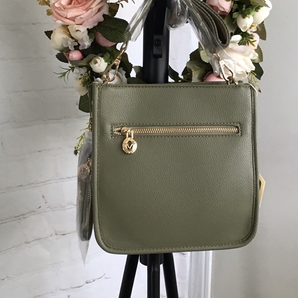 Valentino Orlandi Olive Green Pebbled Leather Crossbody Bag - Picture 9 of 10
